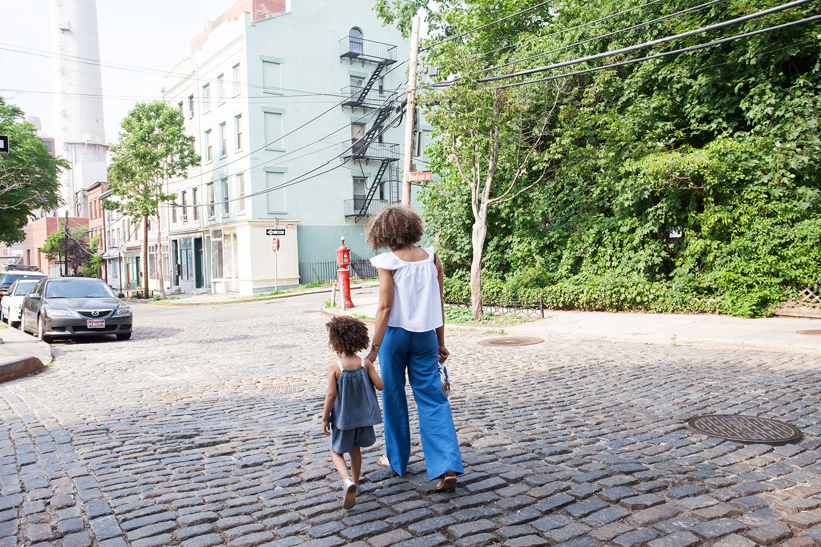 Mother and child walking